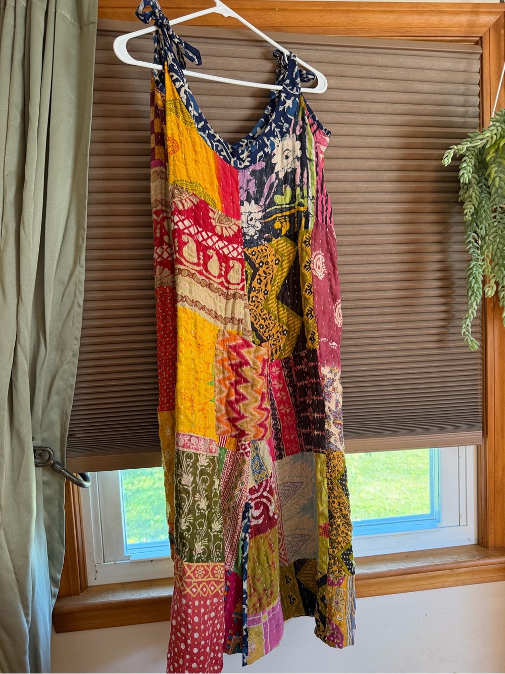 Bohemian Patchwork Maxi Dress in Multicolor - Picture 2 of 5